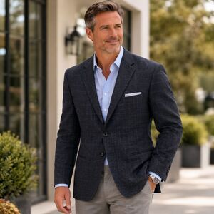 Vintage Biella Men’s Suit Jacket S/46 Reg Navy Blazer Sports Coat 100% Wool